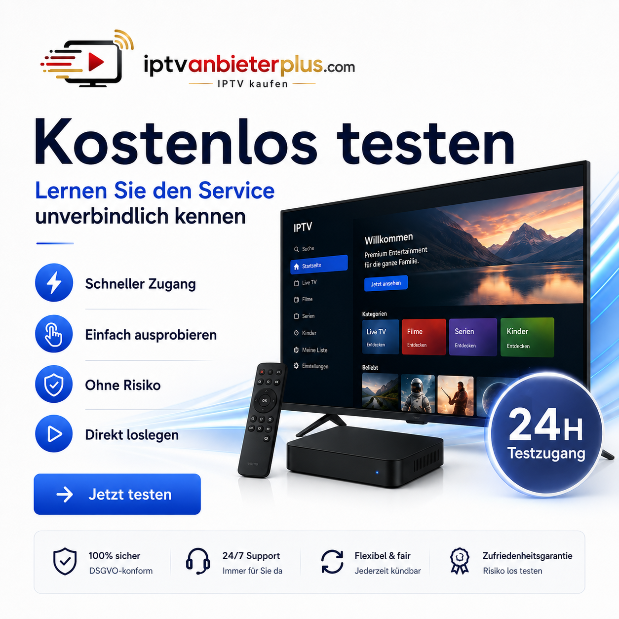 IPTV kostenlos testen – 24-Stunden-Testzugang
