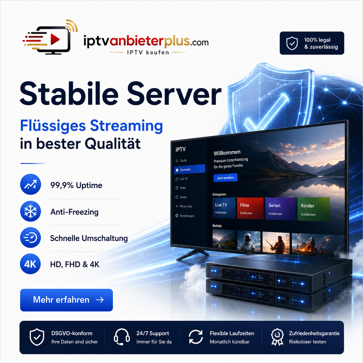 Stabile IPTV-Server von IPTV Anbieter Plus